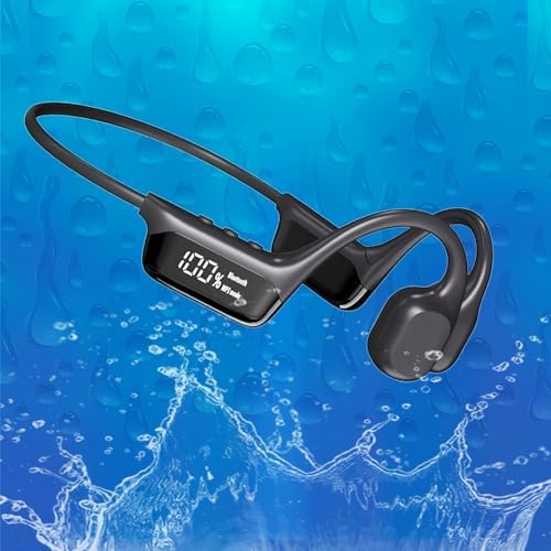 Revolutionary IP68 Waterproof Bone Conduction Headphones with 32 GB Built-In MP3 Player – Open Ear Bluetooth Earbuds for Athletes and Swimmers – S10 Model Featuring User-Friendly LED Display for Enhanced Audio and Navigation Experience