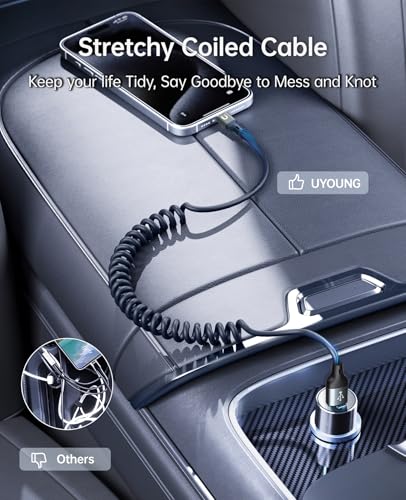 USBC to USBC Cable for Car, 3FT Coiled USB Type C Charge Cable Fast Charging, 2Pack Short USB-C Cable Compatible with iPhone 16/15/Samsung Galaxy S20 S10 S9 S8 Plus Note 10 9 8 and More USB C Devices – Enhanced Compatibility and Speed