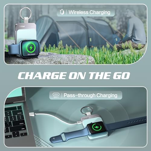 Compact Magnetic Apple Watch Charger Power Bank – 1500 m Ah Keychain Fast Charging Solution for All Models (Series 2-10, SE, Ultra) – Ultimate Portability and Enhanced Compatibility for On-the-Go Lifestyle