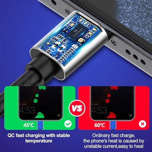 Cyven Premium 10 ft USB C Fast Charging Cable – 3-Pack High-Speed Type C Charger for Android Devices, Compatible with Samsung Galaxy S10, S9, S8 Plus – Enhanced Durability and Flexibility for Everyday Use