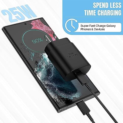 Galaxy S25 S24 25 W PD Super Fast Charging Block – Universal USB C Wall Adapter for Samsung and i Phone – Compact, Efficient, and Safe Power Delivery Charger for On-the-Go Users – Enhanced Compatibility with Galaxy S Series and i Phone 15/16 (Black, 1 Pack)
