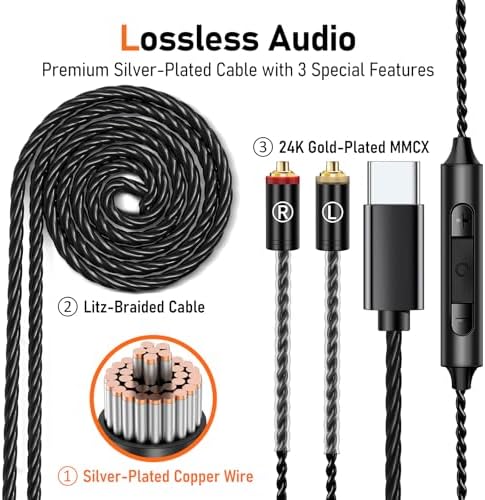 Unleash Exceptional Sound Quality with Vibes 202 MC USB-C Wired Earbuds: Premium Hi-Fi Audio, Advanced Noise Isolation, Ergonomic Comfort for i Phone 15/16 – Built-In Microphone for Effortless Communication & Durable Silver-Plated Cable – Includes Portable Case for On-the-Go Convenience