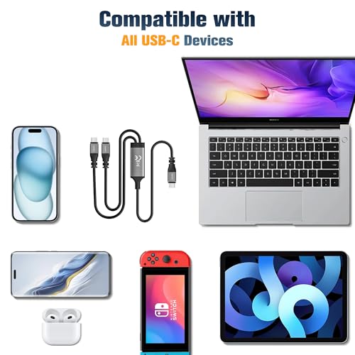 Dual USB-C 2-in-1 Charging Cable – 4 FT Fast Charge and Data Transfer Type C Splitter Adapter for i Phone 16/15, Mac Book Air/Pro, i Pad Air/Pro – 100 W Max Power Delivery, Enhanced Durability and Compatibility for Seamless Connectivity