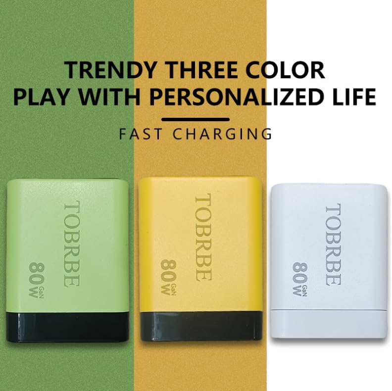 Ultimate 3 in 1 Ga N Charger – 80 W Fast Charging Station with Retractable Type-C Cable & Dual USB Ports for i Phone, Laptops & Tablets – Sleek Green Design for Enhanced Compatibility and Portability