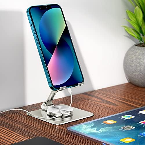 360 Rotatable Foldable Phone Stand for Desk,Fully Adjustable Desktop Phone Holder Cradle Dock Compatible with iPhone 16 15 14 13 12 11 Pro Max,Tablets,All Phones(Pink) – Enhanced Compatibility and Speed