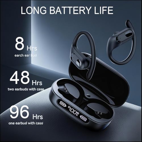 Premium Matte Black Sport Bluetooth Earbuds with Customizable Earhooks and Integrated Microphone – Superior Sound Quality and Instant Bluetooth Connectivity for Active Lifestyles – Waterproof and Long-Lasting Battery with Fast Charging – Perfect for Gym Sessions, Running, and Daily Commutes – Experience Ultimate Wireless Freedom with Ergonomically Designed In-Ear Headset for Comfort and Resilience – Ideal for Fitness Buffs and Everyday Listeners – Transform Your Audio Experience with Advanced Bluetooth 5.0 Technology, Sweat-Resistant Features, and Hands-Free Calling – Boost Your Performance and Stay Inspired with These High-Quality, Multi-Functional Earbuds
