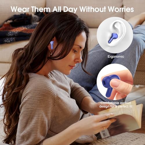 Elevate Your Audio Experience with Bluetooth 5.3 Wireless Earbuds – Hi-Fi Stereo Sound, 40-Hour Battery Life & Advanced Noise Cancelling for Ultimate Focus – IP7 Waterproof Design Perfect for Sports and Everyday Use – Seamless Compatibility with i OS & Android Devices