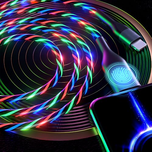 Revolutionary 6 ft Smart Touch-Control RGB LED USB C to C Cable – Rapid 3 A Fast Charging TPE Charger for Phones, Tablets & Laptops – Durable Design with Eye-Catching Flowing Light for Ultimate Style and Functionality