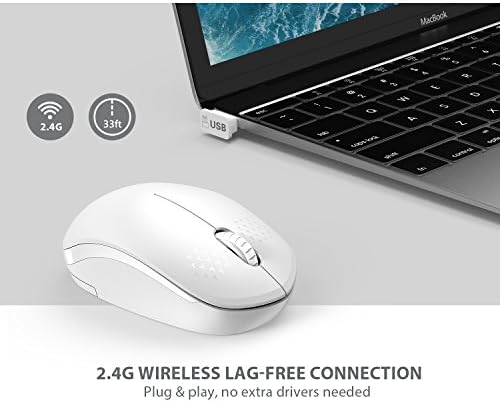 Light Blue Wireless Mouse – Ultra-Quiet 2.4 GHz Noiseless Computer Mouse with USB Receiver for Seamless Windows Experience – Portable, Ergonomic Design for Home, Office, or Travel