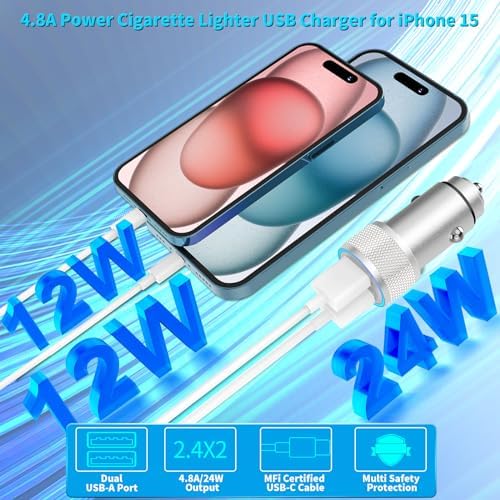 BARMASO 72 W Dual PD Power USB-C Car Charger 2-Pack – MFi Certified Fast Charging Solution for i Phone 16/16 Pro/16 Pro Max & Galaxy S24/S23 – Ultimate Compatibility & Safety Features for On-the-Go Power