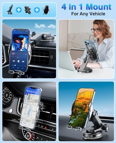 15 W Fast Wireless Car Charger with Auto-Clamping Technology – Ultimate Qi-Compatible Charging Mount for i Phone 15, 14, 13, 12, 11 Pro Max, Samsung Galaxy S23, S22, S21, S20, S10+, S9+, Note 9 – Secure and Convenient Power Delivery for All Road Trips