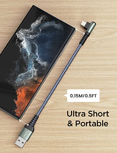 AINOPE Right Angle USB C Cable – 2-Pack (10 ft + 10 ft) Fast Charging 3.1 A Nylon Braided Charger for Enhanced Device Compatibility, Ideal for Gaming and Multitasking, Durable Black Design