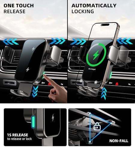 Revolutionary Dual Coil 15 W Wireless Car Charger Cup Phone Holder with Auto-Clamping for i Phone & Samsung Galaxy – Effortless Fast Charging and Secure Mounting for Enhanced Driving Convenience