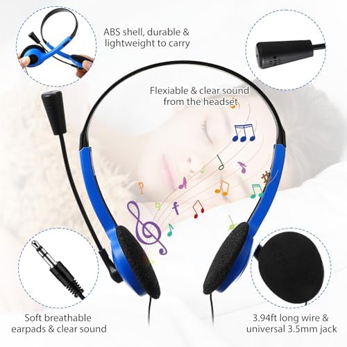 Yunsailing 30-Pack Classroom Headphones with Microphone – Lightweight, Adjustable On-Ear Earphones for Enhanced Student Engagement | Perfect for School, Remote Learning & Group Activities | Durable 3.5 mm Jack for Clear Audio Communication