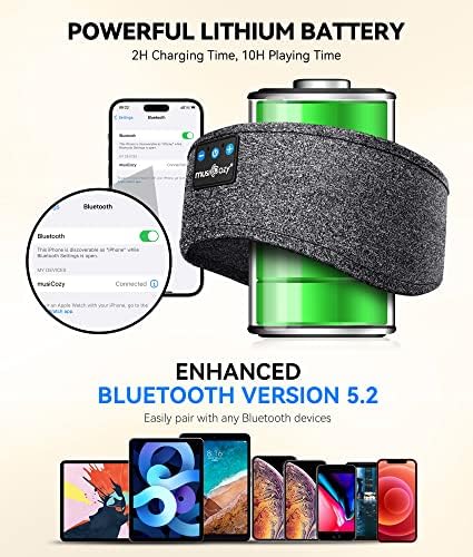 MUSICOZY Bluetooth 5.4 Sleep Headband Headphones – Ultimate Wireless Comfort for Sleep, Workouts, and Travel – The Perfect Gift for Active Lifestyles with Rapid Pairing and Sweatproof Design