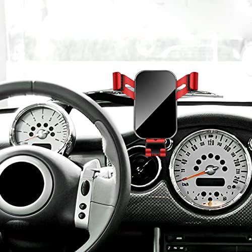 KUNGKIC Aluminum Car Cradle for Mini Cooper R50 R52 R53 – Versatile Rotatable Phone Holder with Foldable Design, Fits 3.5-5.5 Inch Smartphones – Stylish Red Interior Accessory for Enhanced Driving Experience and Safety