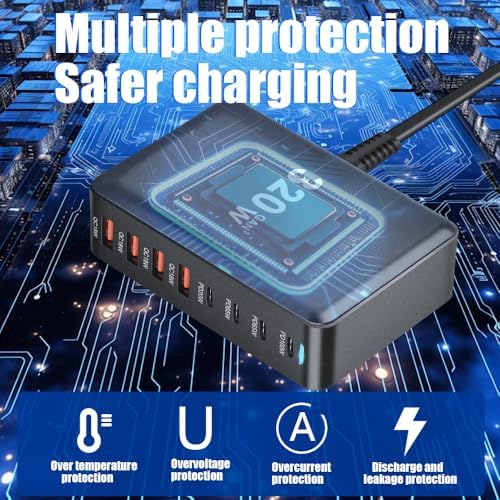 SITONG 320 W Ga N III Ultra-Compact Multi-Port USB-C Charging Hub – High-Efficiency 8-Port Power Adapter for Mac Book Pro, i Phone 15/14/13/12/11 & Galaxy S24/S23 – Experience Lightning-Fast 100 W Quick Charge Technology for Efficient On-the-Go Power Solutions – Perfect for Tech Professionals & Frequent Travelers – Unleash Versatile Charging with Sleek, Durable Design