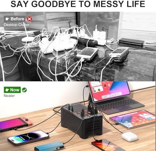 MIXILIN 25-Port USB A & C Fast Charging Station – 125 W Multi-Device Power Hub for Ultimate Compatibility with Smart Devices – Sleek Black Design for Efficient Charging in Homes and Offices – Intelligent Power Distribution for Enhanced Performance