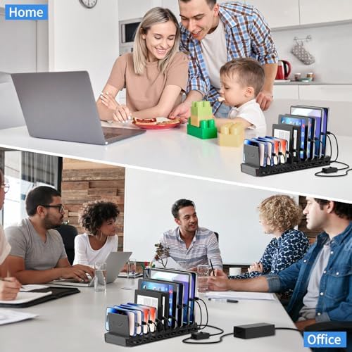 High-Performance 10-Port USB Charging Station Hub with Adjustable Dividers – Fast Charge Multiple Devices Simultaneously for Hotels, Schools, and Travel – Enhanced 60 W Power Output and Universal Compatibility for All Your Devices