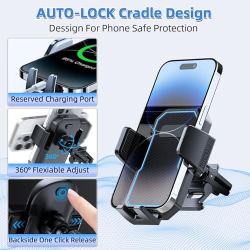 Upgrade Your Toyota Tundra or Sequoia Driving Experience with the 360° Rotating Mag Safe Phone Holder – Premium Dashboard Mount Designed for 2020-2025 Models, Ensures Safety, Accessibility, and Sleek Aesthetics Without Air Vent Obstruction