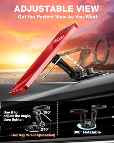 Elevate Your Tesla Experience with the Smolink All-Metal Magnetic Phone Mount – Premium Magnetic Holder for Tesla Model 3, Y, S, X, Compatible with Mag Safe and All Smartphones, Foldable Design for Sleek Aesthetics and Enhanced Durability, Perfect Car Dashboard Accessory for Hands-Free Navigation and Secure Device Attachment, Black Finish for a Refined Look