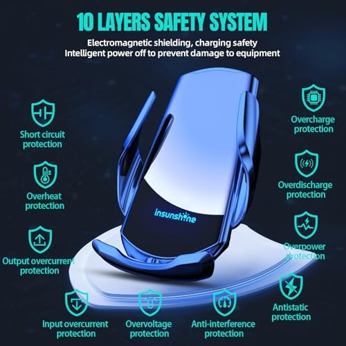 Max 15 W Fast Wireless Car Charger with Auto-Clamping Phone Holder – Qi-Certified Mount for i Phone 16/15/14/13/12 Pro Max & Samsung Galaxy S24/S23/S22/S21/S20/Note20 – Sleek Silver Design for Secure, Hands-Free Charging