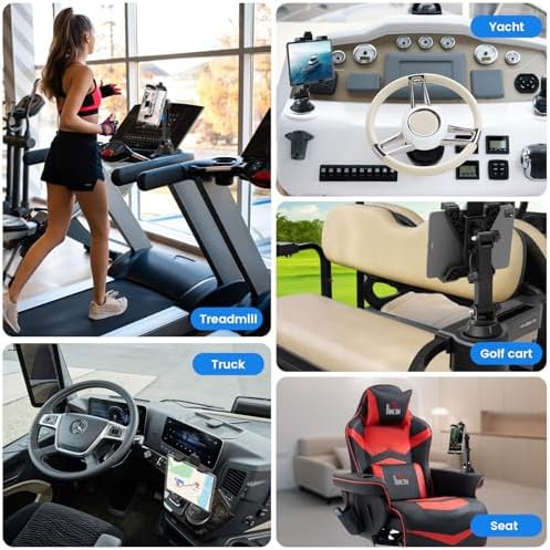 Premium OHLPRO 360° Adjustable Cupholder Tablet Mount for Trucks – Versatile i Pad & Samsung Tab Holder with Integrated Drink Holder, Perfect for Road Trips & Travel Accessory – Elevate Entertainment on the Go