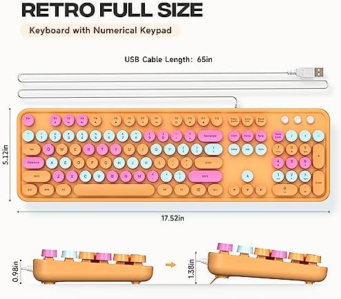 Illuminate Your Workspace with the Large Print Backlit Keyboard – Ergonomic USB Wired Multimedia Keyboard with Rainbow LED Lighting for Enhanced Comfort and Visibility on Windows PCs & Laptops