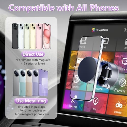 Magnetic Phone Holder for Cars – Versatile 360° Rotating Mount, Perfect for Hands-Free Navigation & Communication – Universal Fit for i Phone 16/15/14/13/12 and All Smartphones – Sleek Black Design for Quick Setup & Secure Grip – Enhance Driving Safety with Premium Quality Car Accessories