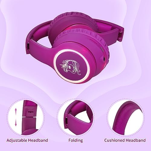 Charming Cat Ear Kids Bluetooth Headphones – Stylish Wireless On-Ear Design with Volume Limiter & LED Lights for Safe Listening – Compatible with Amazon Fire Tablets, Laptops, and More (Vibrant Pink) – Ideal for Toddlers and Young Music Lovers!