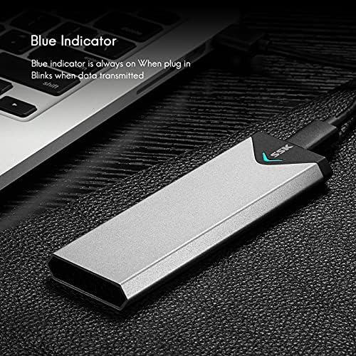 Transform Your Data Storage with the SSK Aluminum USB 3.2 Gen 1 M.2 SATA SSD Enclosure Adapter – High-Speed External Reader for NGFF M.2 Solid State Drives, Durable and Lightweight Design for Optimal Heat Dissipation, Plug-and-Play Convenience, Perfect for Efficient Backup and File Transfers