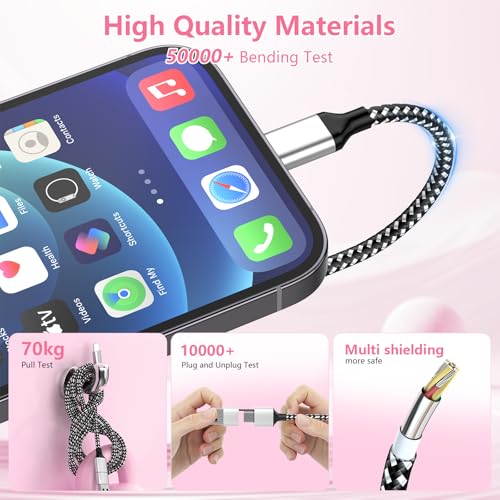 20 FT Extra Long Nylon Braided USB-C Charger Cable for i Phone 15/16 – 3-in-1 60 W Fast Charging Data Cord Compatible with i Pad Pro, Android, Samsung, and Pixel – Ultimate Durability and Flexibility for All Devices