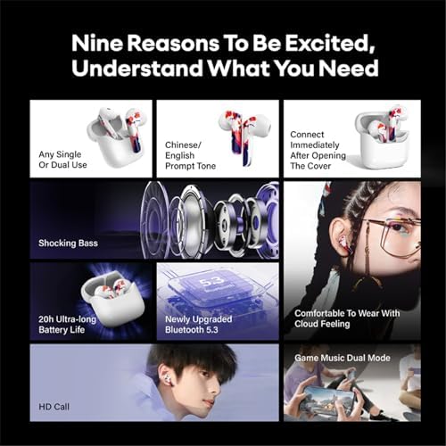 Sabbat M200 Bluetooth 5.3 Wireless Earbuds – Immersive Heavy Bass with Noise Cancellation, High-Fidelity Sound for Audiophiles – Ergonomic Fit, Quick Charge, Long-Lasting Battery, Universal Device Compatibility for All Music Lovers