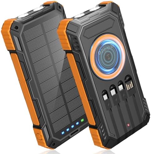 Ultimate 49,800 m Ah Solar Power Bank: Wireless Portable Charger with 4 Integrated Cables, 22.5 W Fast Charging Battery Pack for All Smartphones – Eco-Friendly Outdoor Essential with PD & QC3.0 Technology