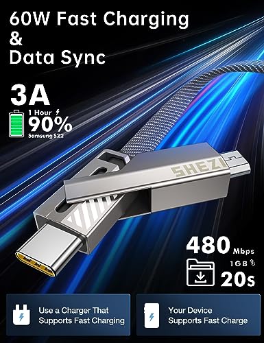 Ultimate 4-in-1 USB C to Lightning Charging Cable – 60 W High-Speed Power & Rapid Data Sync for i Phone, Samsung, i Pad – 10 FT Multi-Device Charger with Car Play & Android Auto Compatibility – Robust, Durable Design for Everyday Use