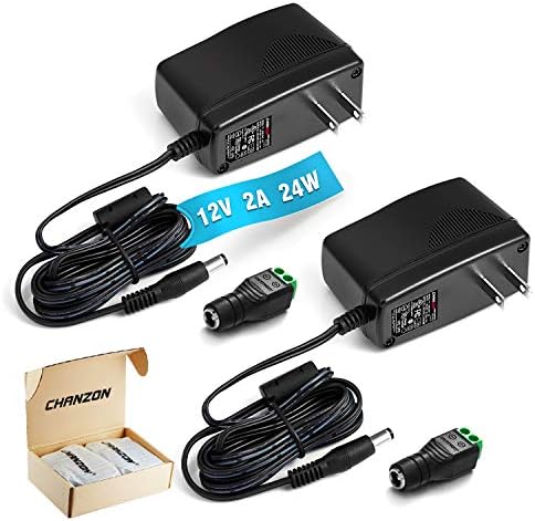 Efficient 12 V 2 A UL Listed Power Supply Adapter – 24 W AC/DC Charger with 6 Ft Cord for CCTV Cameras, LED Strip Lights – 5-Pack for Enhanced Versatility and Reliable Performance