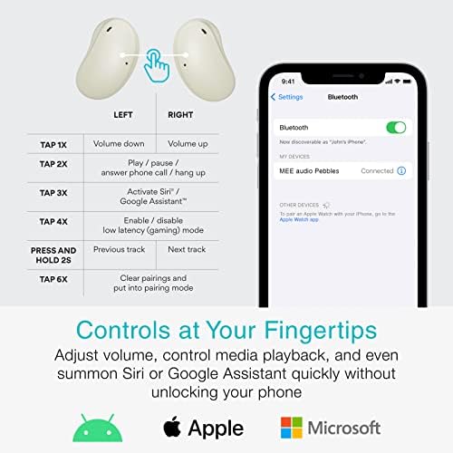 MEE audio Pebbles True Wireless Earbuds – Ultra-Light Bluetooth 5.3 Headphones with Noise-Cancelling Microphone for Sports, Gaming, and Workouts – Sleek Sapphire Design for Unmatched Comfort and Connectivity