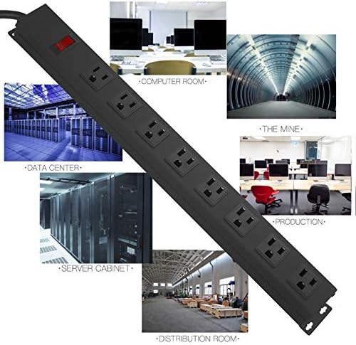 HHSOET Heavy-Duty Wall Mount Power Strip with 8 Outlets – Industrial Grade Surge Protector for Commercial Use, 15 A 125 V 1875 W, 6 FT SJT 14 AWG Cord – Space-Saving Design for Workshops and Home Offices – Reliable Power Solution for Large Plugs and Adapters