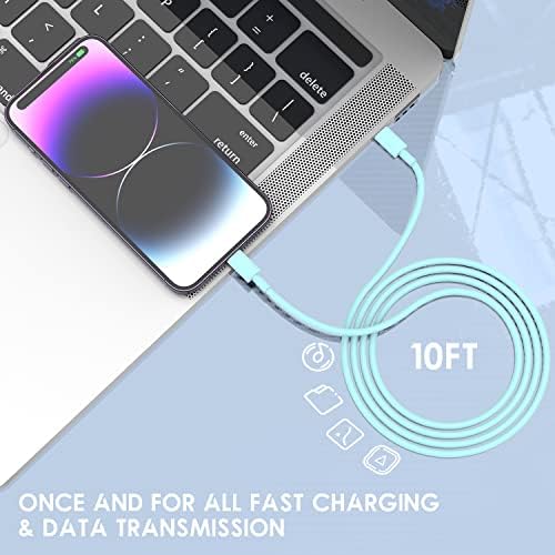 Ultra-Fast 20 W i Phone Charger with 10 ft USB C to Lightning Cable – Stylish Pink Fast Charging Block for i Phone 14 Pro Max, 13, 12, 11, XS, SE, i Pads & Air Pods – Unmatched Compatibility & Durability for On-the-Go Power
