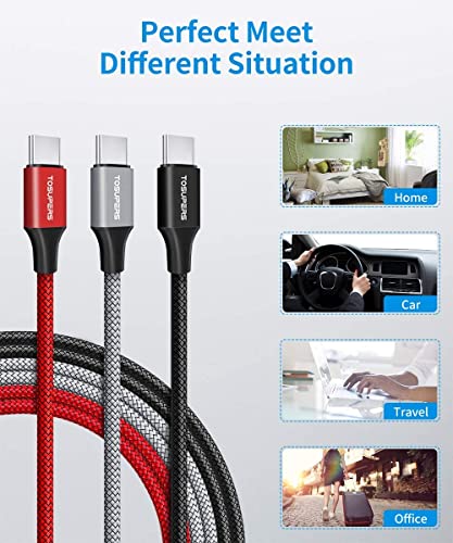 10-Foot Braided USB C Cable Trio – Fast Charging 3 A – Perfect for i Phone 16/15 Pro Max & Samsung Galaxy S Series – Durable Design for Home, Office, and Travel – Ultimate Compatibility & Efficiency in Charging and Data Transfer