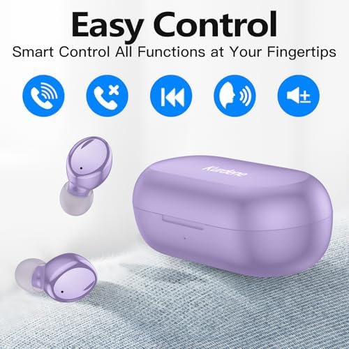 Kurdene Bluetooth 5.3 Wireless Earbuds – Featherweight Sports Earphones Delivering Rich Deep Bass and Crystal-Clear Call Clarity – Chic Light Blue In-Ear Headphones for Ultimate Comfort During Workouts and Daily Activities