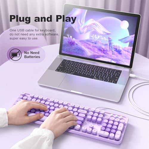 Experience Ultimate Clarity with the Large Print Wired Office Keyboard – 104 Full-Sized Typewriter Keys for Enhanced Visibility, Ergonomic Design, and Instant USB Plug & Play Compatibility for Windows and PCs – Perfect for Home and Office Use