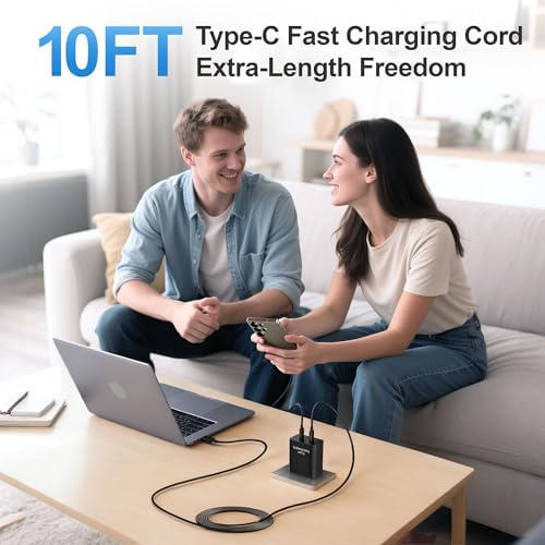 45 W Dual Port Type-C Fast Charger Bundle with 10 FT Cables – Ultimate On-the-Go Power for Samsung Galaxy S Series and i Phone 15/16 – Lightweight, Compact Design with Advanced Safety Features – Rapid Charging Solution for Mobile Professionals and Gamers