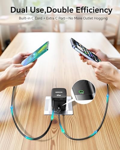 Revolutionary 30 W USB-C Charger Block with Dual Ports – Fast Charging Solution Featuring Retractable Cable & Foldable Plug for Ultimate Portability – Ideal Travel Companion for i Phone 16 Pro Max, Pixel 9 Pro, Galaxy, i Pad & Mac Book – Enhanced PD/PPS Compatibility for Rapid Power Delivery