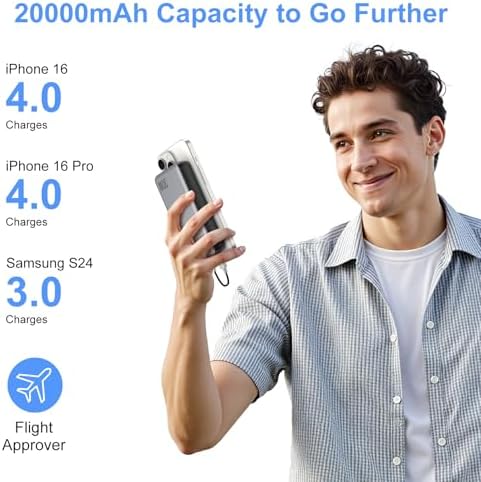 High-Speed 30 W PD 20000 m Ah Power Bank with Intelligent Display – Triple Output & Dual Input Charger for i Phone 15/16 Pro Max, Galaxy S24, Mac Book – Ultimate Versatile Portable Charging Solution with Integrated USB Cable for Effortless On-the-Go Power