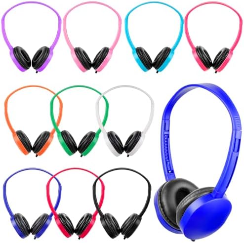 Bulk 20-Pack Adjustable Wired Headphones for Kids – Durable Classroom Earphones with 3.5 mm Jack, Perfect for Schools, Libraries, and Museums – Engaging Mixed Color Design for Enhanced Focus and Learning Engagement