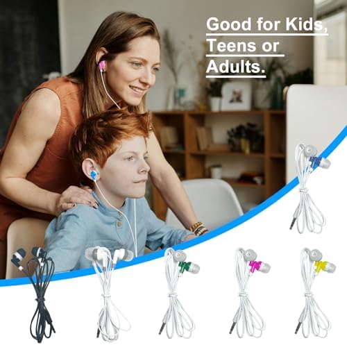 Vibrant 60-Pack Earbuds for Kids – Colorful Classroom Headphones in 6 Playful Shades for School, Travel & Home Learning – Lightweight, Durable Design with Superior Sound Quality for Tablets, Laptops & Smartphones – Foster Engagement and Fun in Educational Settings