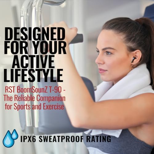 T-90 Boom Sound Z Sweatproof Wireless Earbuds – Ultimate ENC Noise Cancellation for Crystal Clear Audio in Music & Gaming, Enhanced Deep Bass for Immersive Soundscapes, Intuitive Touch Control for Effortless Operation, Rapid Recharge Feature, Long-Lasting Battery for Uninterrupted Use – Perfect for Active Lifestyles and Versatile Device Compatibility