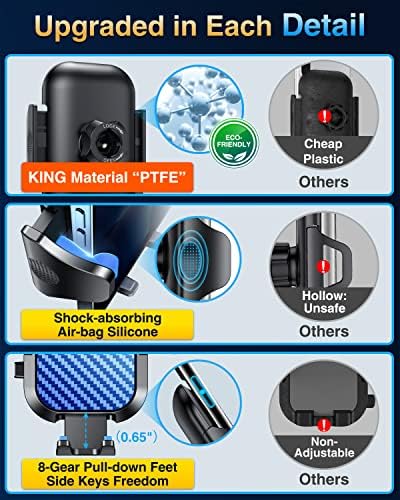 VANMASS Military-Grade Car Phone Holder – Maximum Durability for i Phone 16, 15 Pro Max, 14, 13 & Android Devices – Ultimate Dashboard, Windshield & Vent Mount with Secure Suction & Clip Mechanism for Safe Navigation – 360-Degree Adjustable Viewing for Effortless Access – Heavy-Duty Cell Cradle for Confident Driving