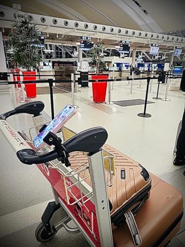 Hands-Free Luggage Phone Holder Mount for Travelers – Versatile Smartphone Accessory for Trolleys, Strollers, and Wheelchairs – Elevate Your Mobility with Quick Access and Adjustable Viewing Angles for i Phone and More